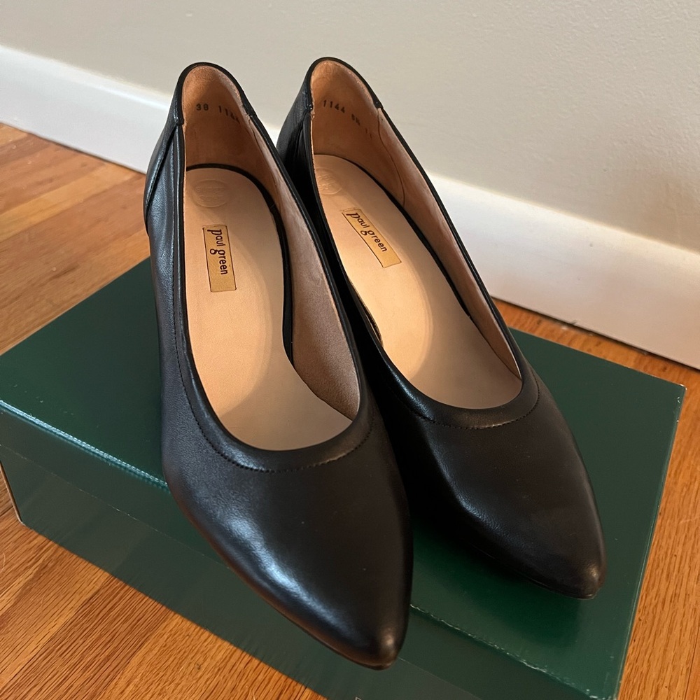 Paul Green Tammy Pump leather pointed toe heels - size 8